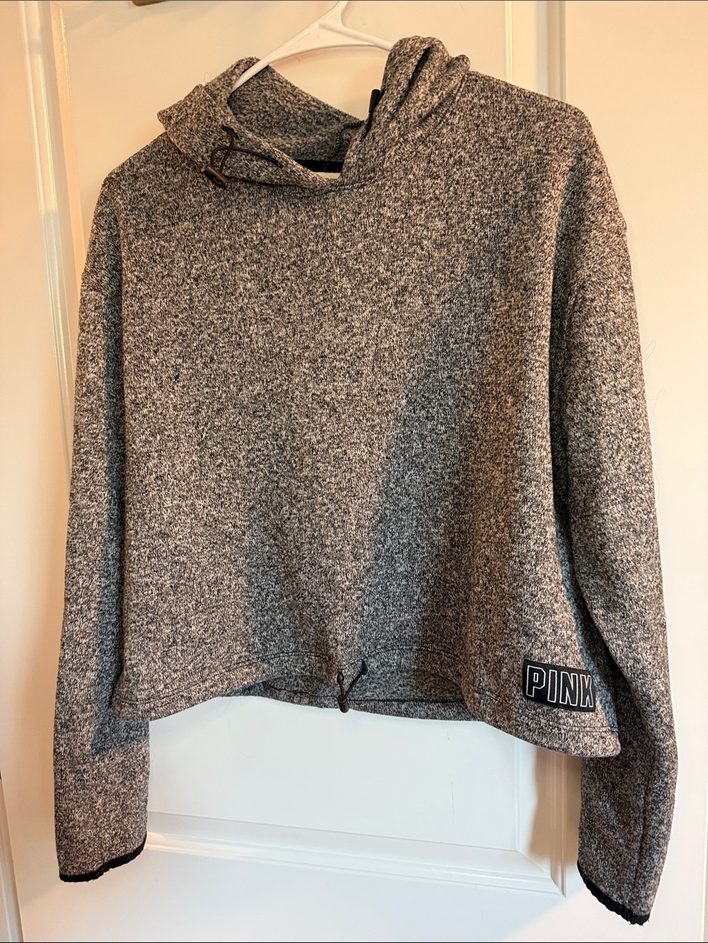 PINK Victoria's Secret Gray Marled Hooded Cropped Pullover